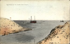 Cape Cod Massachusetts Canal Entrance Ships c1900-20s Vintage Postcard