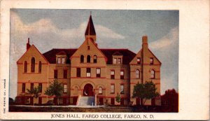 Postcard Jones Hall at Fargo College in Fargo, North Dakota