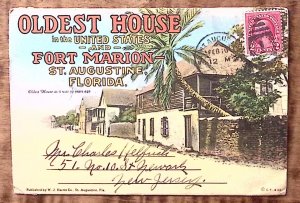 1930s ST AUGUSTINE FL FORT MARION OLDEST HOUSE IN US FOLD OUT SOUVENIR  Z3267