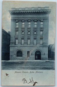 Butte Montana MT Postcard Masonic Temple Building Exterior Scene 1907 Antique