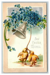 Vintage 1910 International Art Easter Postcard Cute Chicks Ring Silver Bell