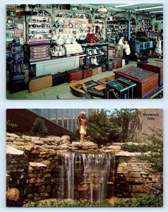 2 Postcards AURORA SAVINGS & LOAN, Illinois IL ~ Waubonsie Falls COUNTRY STORE