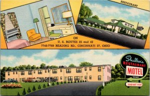 Postcard OH Cincinnati Shuller's Restaurant & Motel Multi-View LINEN 1940s L14