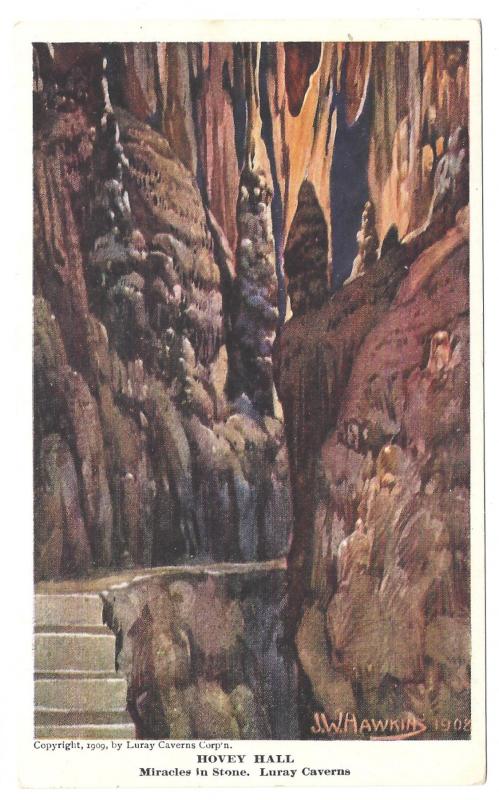 VA Luray Caverns Paintings by J W Hawkins Set of 6 Vintage 1909 Postcard