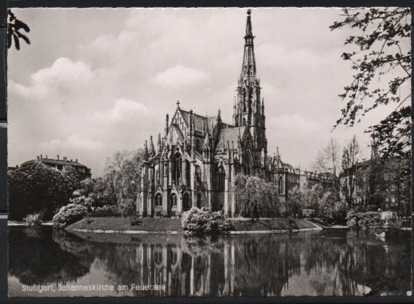 Post Card Stuttgart Germany. Johanneskirche am Feuersee