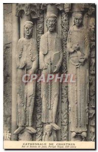 Postcard Old Cathedral of Chartres king and queens of Judah Portal Royal XII ...