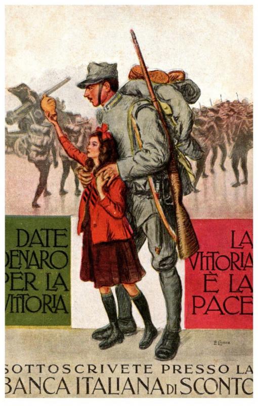 Banca Italiana di Sconto, WWI Soldier and Daughter saying good bye