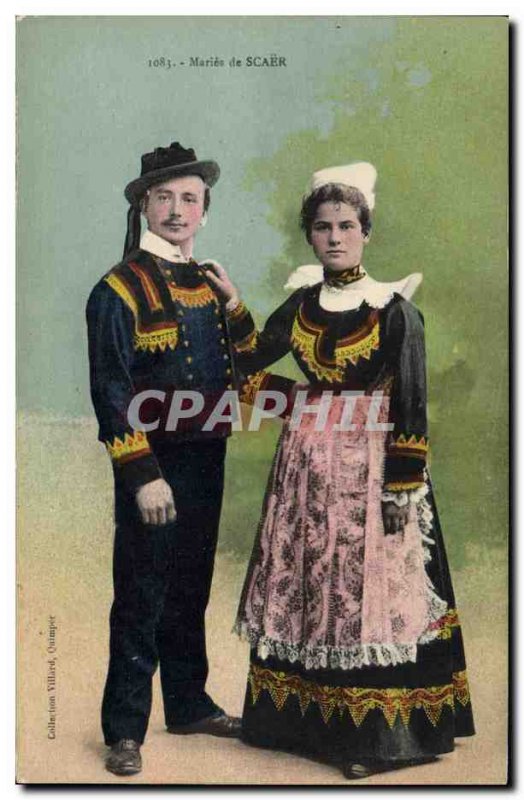 Old Postcard Folklore Maries Scaer Marriage