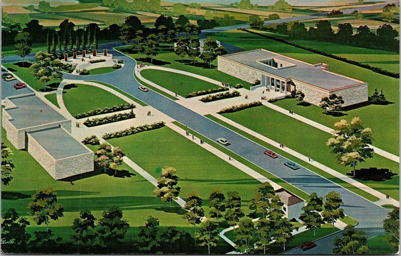 Eisenhower Center Abilene Kansas KS Museum Home Library Air View Postcard VTG