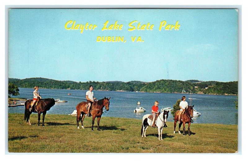 DUBLIN, Virginia VA ~ Horseback Riders CLAYTOR LAKE STATE PARK c1960s  Postcard