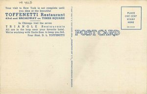 New York City Toffenetti Restaurant Interior Entrance Teich Postcard 21-9005