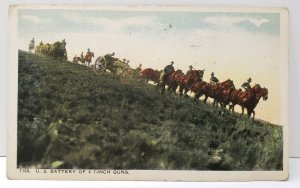 U.S. Battery of 4 7-Inch Guns 1919 Indianapolis to Burkett Indiana Postcard A14