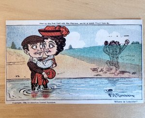 1906 Invisible Ink Postcard - Where is Leander? - F.M. Howarth - N.Y. American