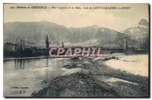Old Postcard Environs de Grenoble suspension bridge of Saint Nazaire Batie ro...