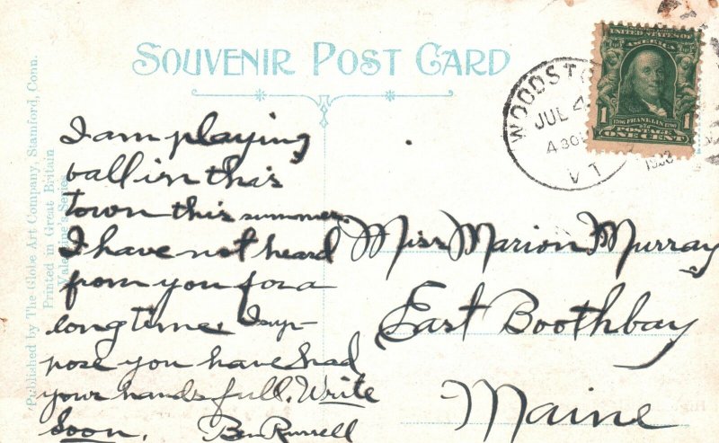 High School Building Woodstock Vermont VT Vintage Postcard 1933