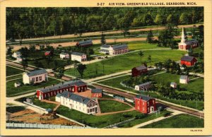 Vtg Dearborn Michigan MI Greenfield Village Aerial View 1930s Unused Postcard