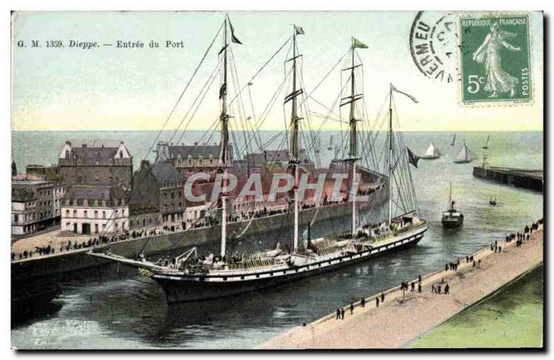 Postcard Dieppe Old Boat Harbor Entrance