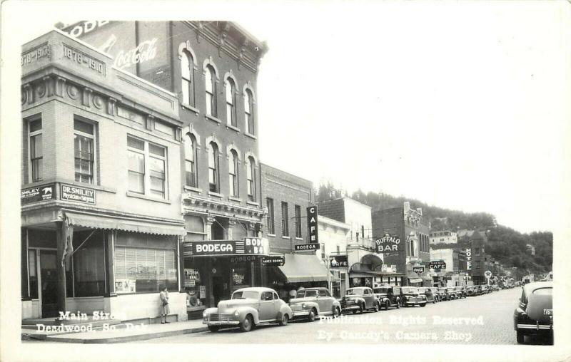 1930s RPPC Main Street Scene, Deadwood SD Lawrence County Unposted Nice