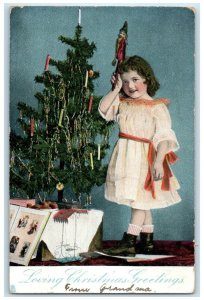 1905 Christmas Tree Little Girl With Toy Tuck's Minneapolis Minnesota Postcard