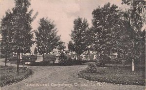 Oneonta NY Glenwood Cemetery Dirt Road Postcard