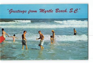 Myrtle Beach South Carolina SC Vintage Postcard Ocean Swimmers Beach