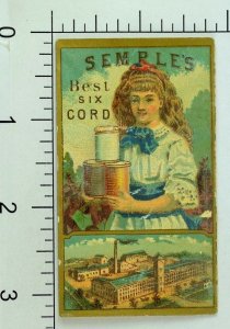 1879 Folder Calendar Semple's Six Cord Spool Cotton Factory Boat Man Lady P86 