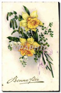 Old Postcard Bonne Fete Flowers