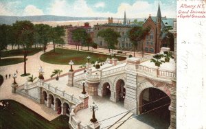 Vintage Postcard 1907 The Grand Staircase And Capitol Grounds Albany New York NY