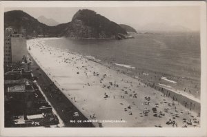 RPPC Postcard Rio de Janeiro Copacabana Beach Scene