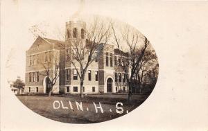 D95/ Olin Iowa Ia Real Photo RPPC Postcard 1907 High School Building