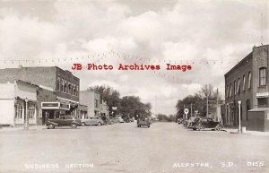 SD, Alcester, South Dakota, RPPC, Street Scene, Business Area, Photo No D155