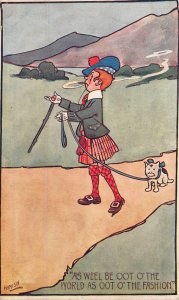 AS WEEL BE OOT WORLD OOT O THE FASHION-1904 TUCK LADDIE-ARTIST HAMISH POSTCARD