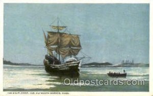 The Mayflower, Plymouth Harbor, Mass, USA Sailboat Unused crease top edge, mi...