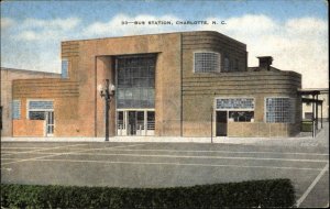 CHARLOTTE NC Bus Station ARCHITECTURE Old Postcard