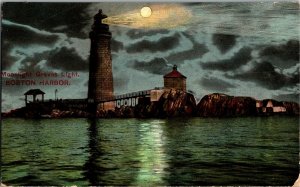 View of Graves Light by Moonlight, Boston Harbor Vintage Postcard H79