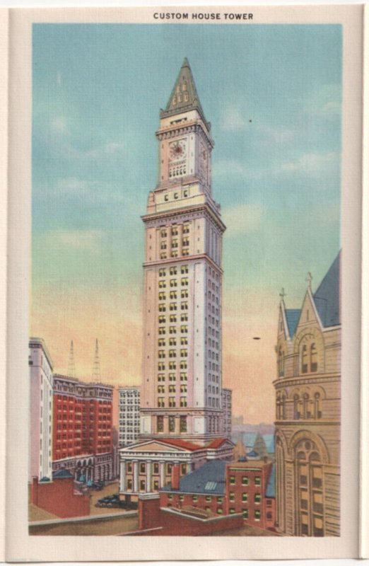 Boston, Massachusetts, Vintage 1937 Linen Folder Postcard, 22 Views