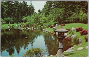 Nitobe Gardens UBC Vancouver BC Japanese Garden Pond 1968 Postcard H82