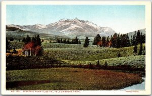 Yellowstone Park WY-Wyoming, Electric Peak -11,155 Ft, Green Meadow, Postcard