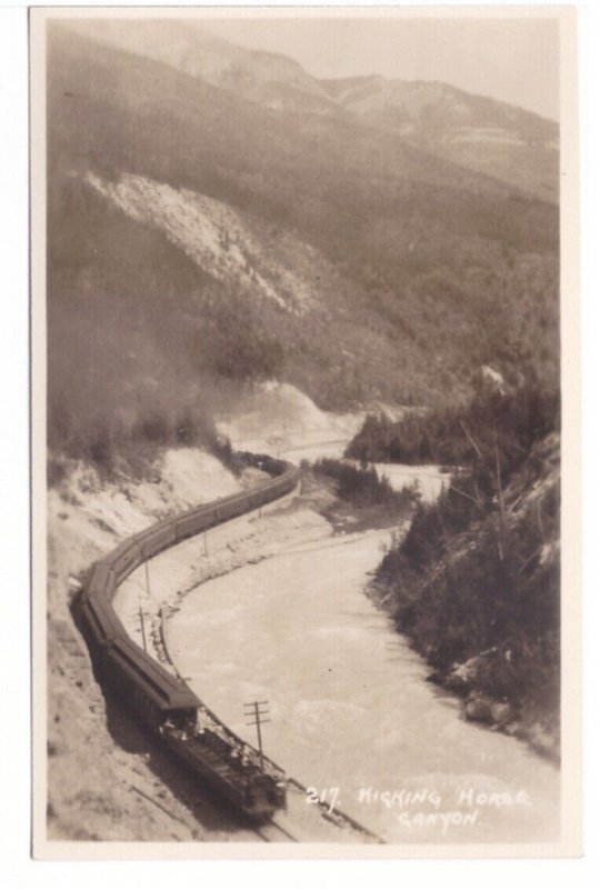 Kicking Horse Canyon BC Canada, Vintage Byron Harmon Real Photo RP Postcard #217