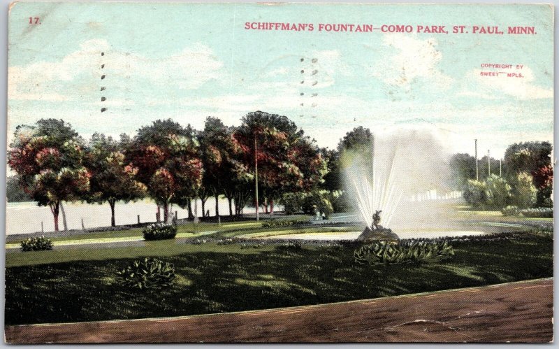 1909 Schiffman's Fountain Como Park St. Paul Minnesota MN Posted Postcard