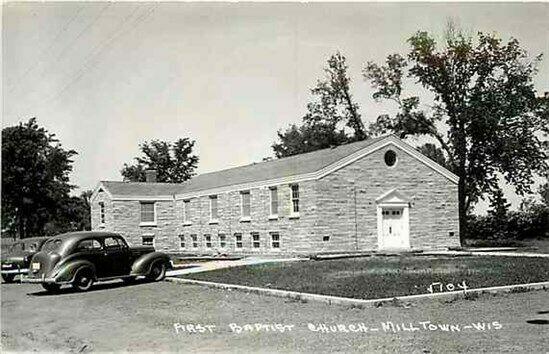 WI, Milton, Wisconsin, RPPC, First Baptist Church, 1940s Car, A. Pearson 5104
