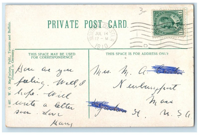 1910 Train Horse Carriage The Harbor Montreal Quebec Canada Postcard