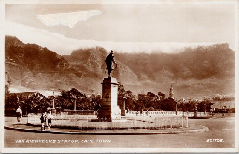 Van Riebeeck's Statue Cape Town South Africa Unused Real Photo Postcard E61