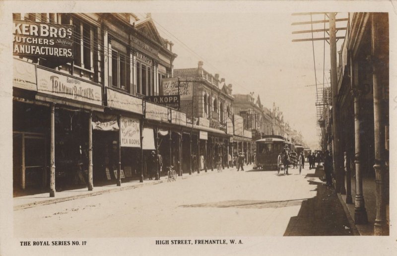High Street Fremantle Tram Way Butchers West Australia Postcard