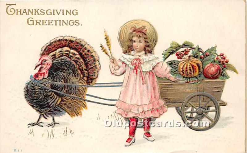 Thanksgiving Old Vintage Antique Postcard Post Card Advertising on back, Ment...