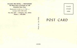 Village Inn Motel Restaurant Columbia River Highway Arlington Oregon postcard