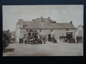 Cornwall AT THE LIZARD showing HILL'S HOTEL Old Car & Omnibus - Old Postcard
