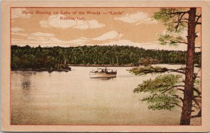 Kenora Ontario Motor Boating on Lake Of The Woods Linde 1929 Postcard H19 *as is
