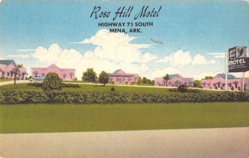 Mena Arkansas Rose Hill Motel Street View Antique Postcard K26928