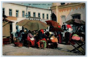 c1910 Russische Typen Markt Berlin Russian Folk Art Advertisement Postcard